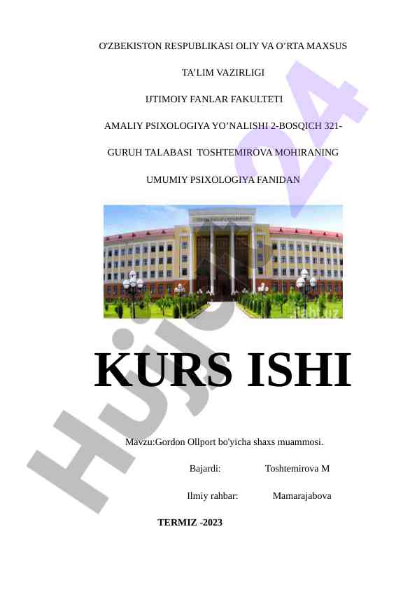 Gordon ollport bo'yicha shaxs muammosi