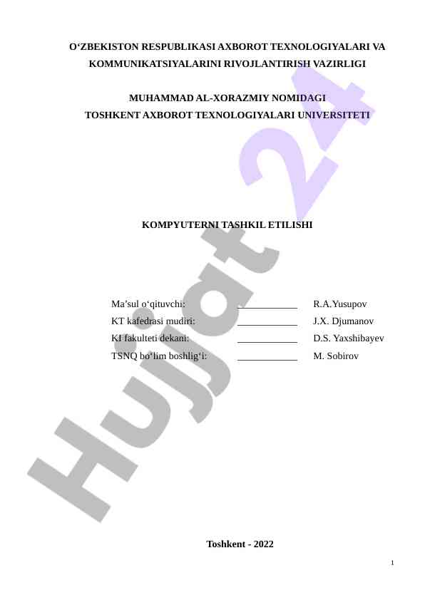 Kompyuter tashkil etilishi testlari
