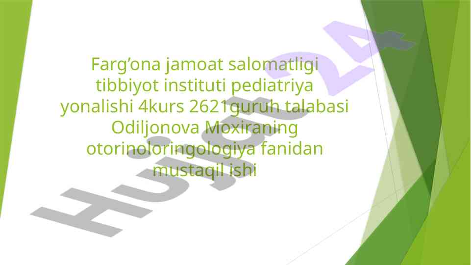Atrofik rinit kasalligi haqida mustaqil ish