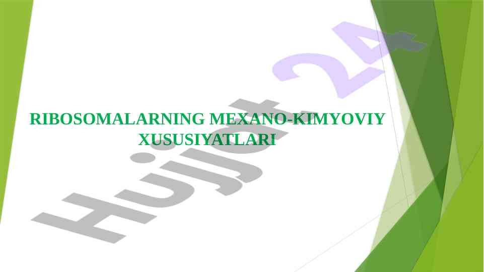 Ribosomalarning mexano-kimyoviy xususiyatlari