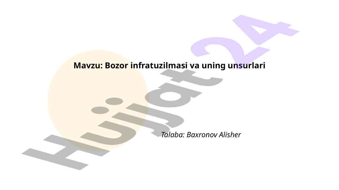 Bozor Infratuzilmasi Va Uning Unsurlari