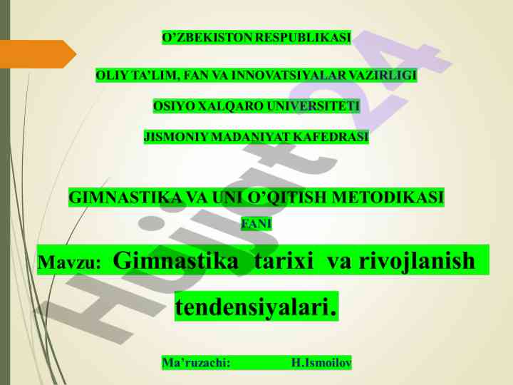 Gimnastikaning qadimiy tarixi va rivojlanishi