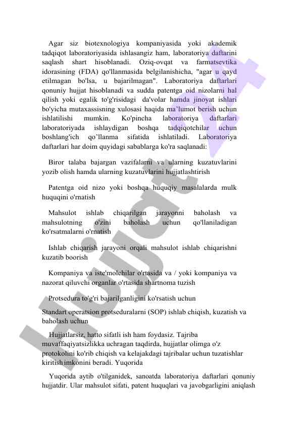 Laboratoriya daftarlarining muhimligi va saqlanishi