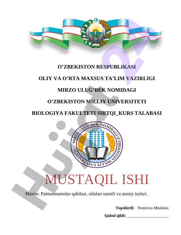 Palmannamolar qabilasi tasnifi va asosiy turlari