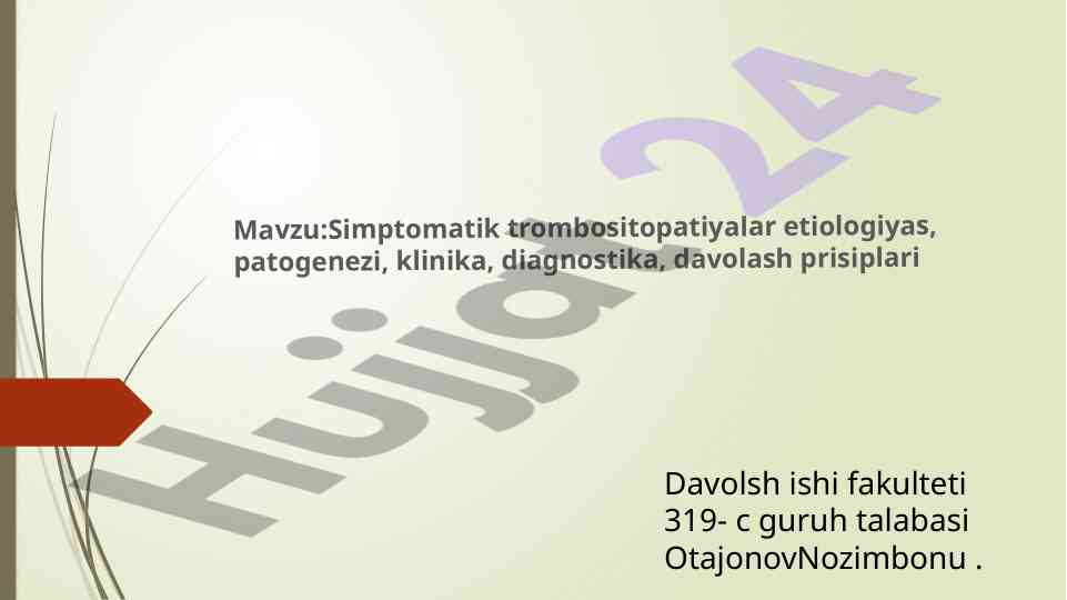 Simptomatik Trombositopatiyalar: Muammo Va Yechimlar