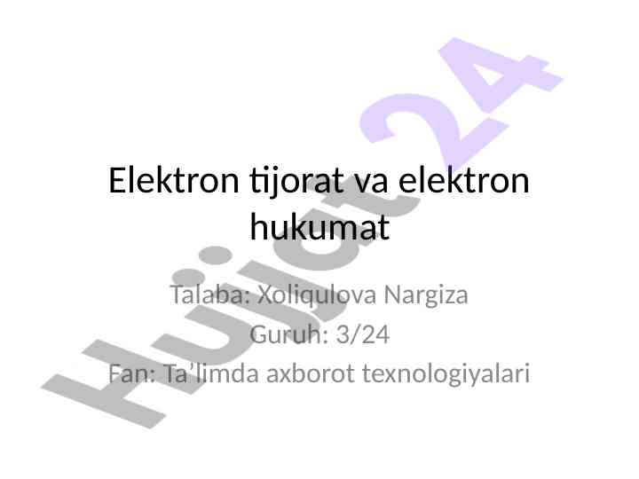 Elektron tijorat va elektron hukumat tizimlari