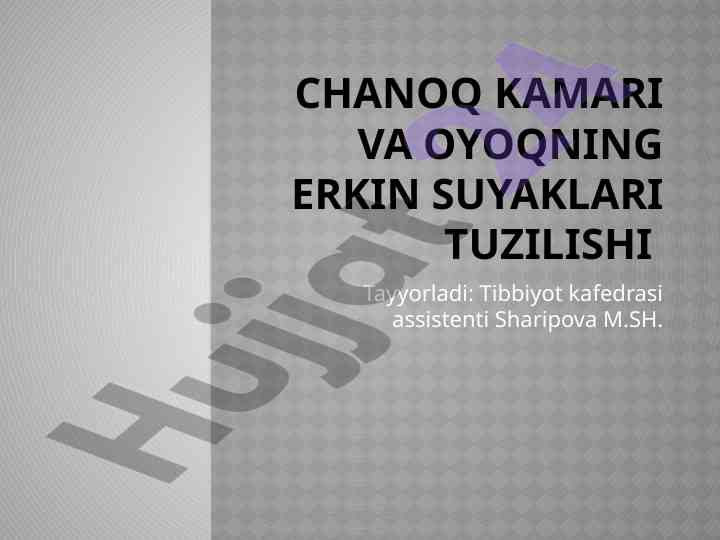 Chanoq kamari tuzilishi va oyoq suyaklari
