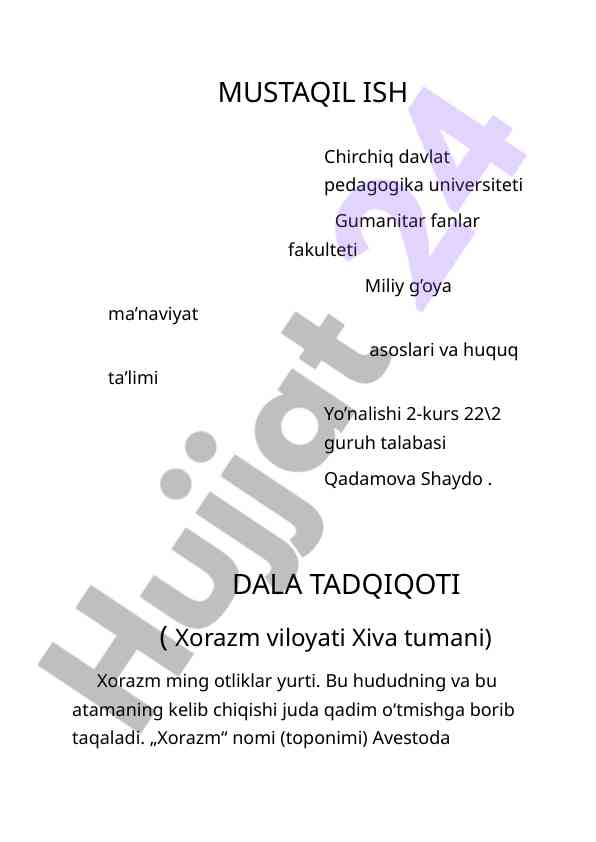 Xorazmning tarixi va semantikasi