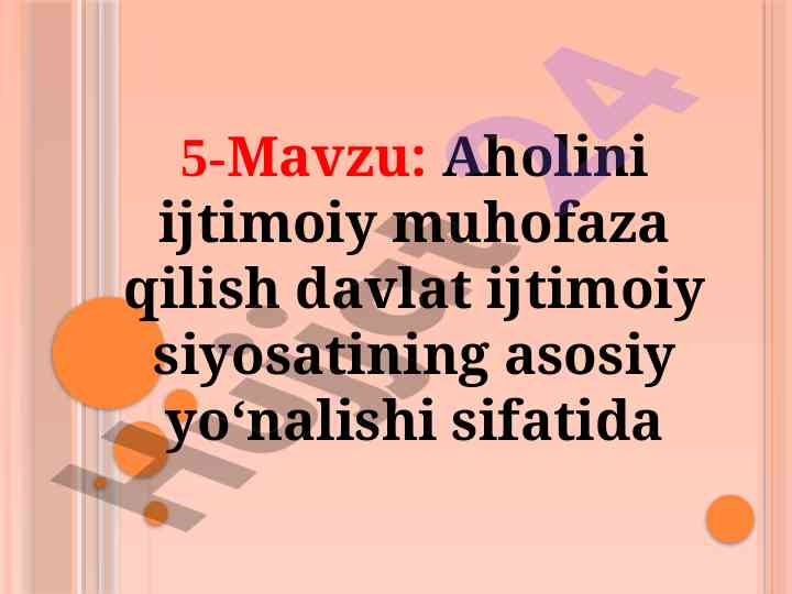 Aholini ijtimoiy muhofaza qilish asoslari