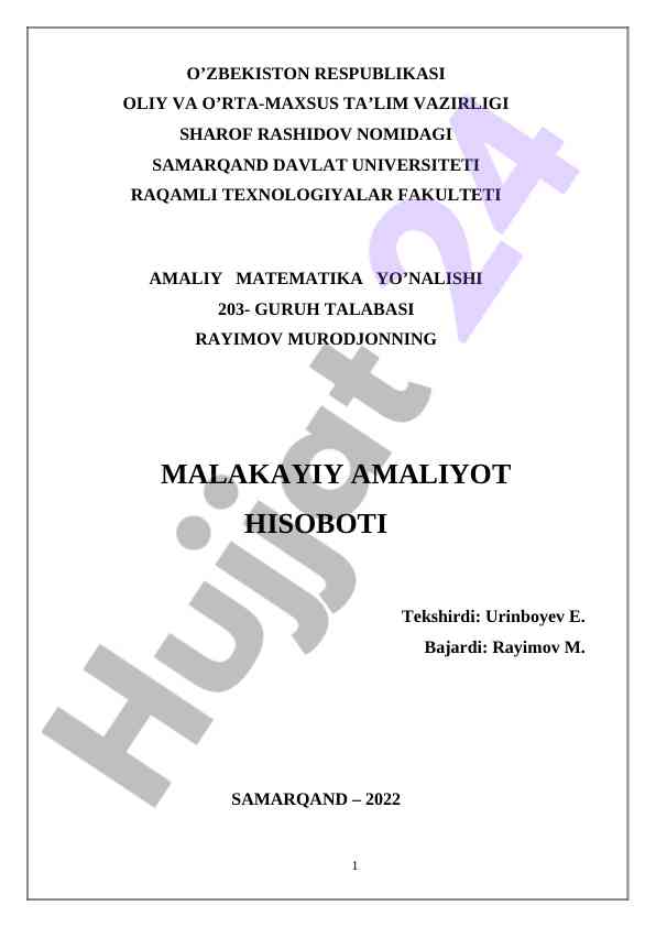 Chiziqli bo’lmagan tenglamalar va matematik modellar