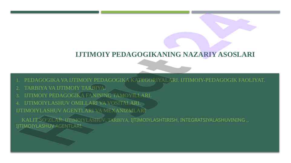 Ijtimoiy pedagogika nazariy asoslari va kategoriyalari