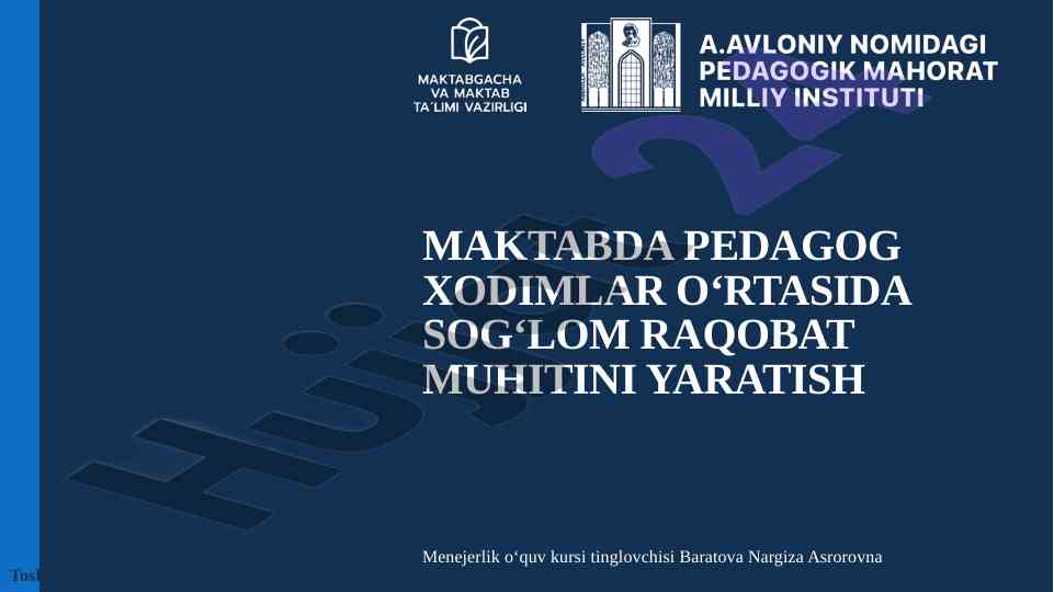 Maktabda pedagog xodimlar o‘rtasida raqobat muhitini yaratish