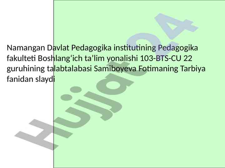 Pedagogik ta'limda hamkorlik mavzusi