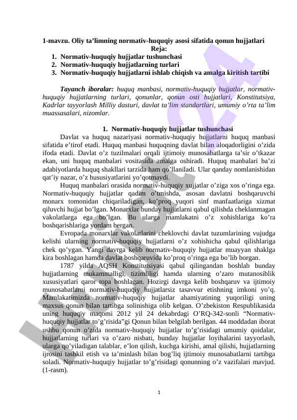 Oliy ta’limning normativ-huquqiy asosi