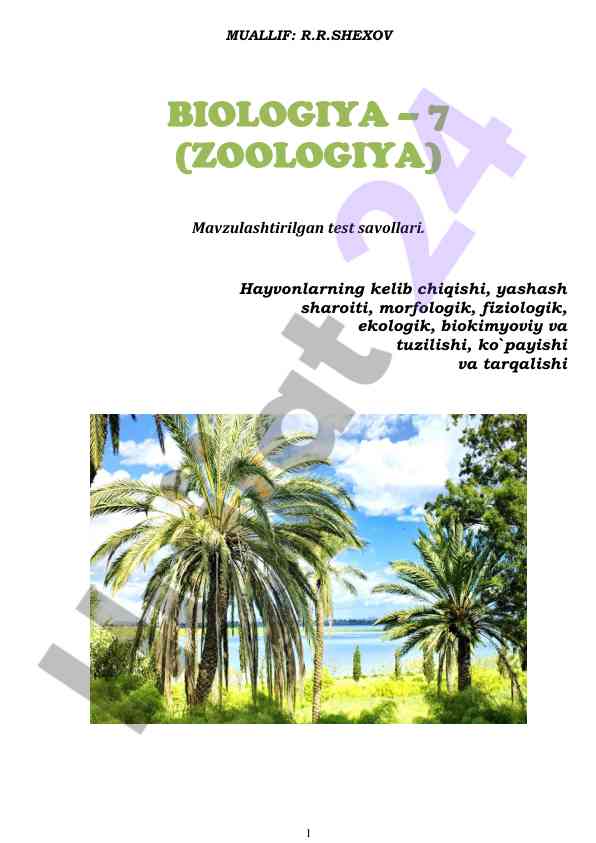 Zoologiya test savollari va javoblari
