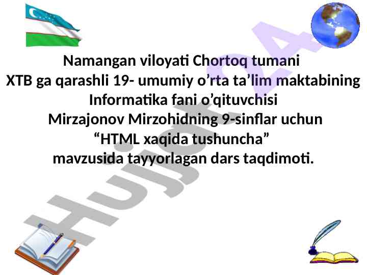 Html xaqida tushuncha dars taqdimoti