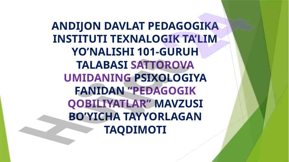 Pedagogik qobiliyatlar haqida taqdimot
