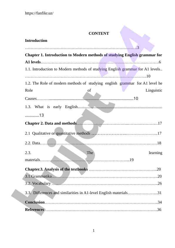 A1 darajadagi ingliz grammatikasini o‘rganish usullari