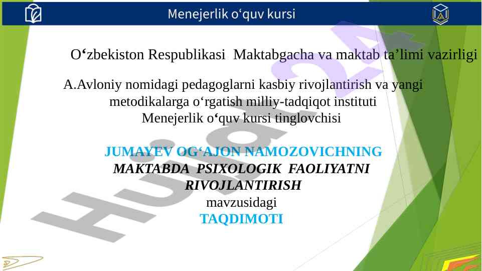 Psixologik faoliyatni rivojlantirish taqdimoti