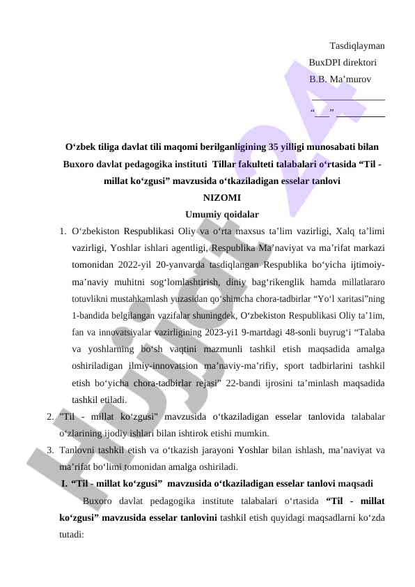 Til - millat ko‘zgusi mavzusida esselar tanlovi