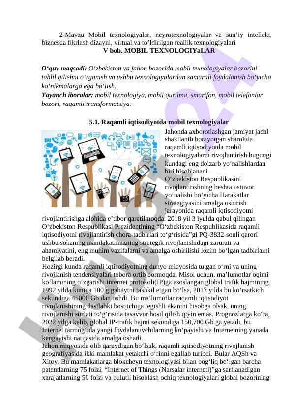 Mobil texnologiyalar va raqamli iqtisodiyot tahlili