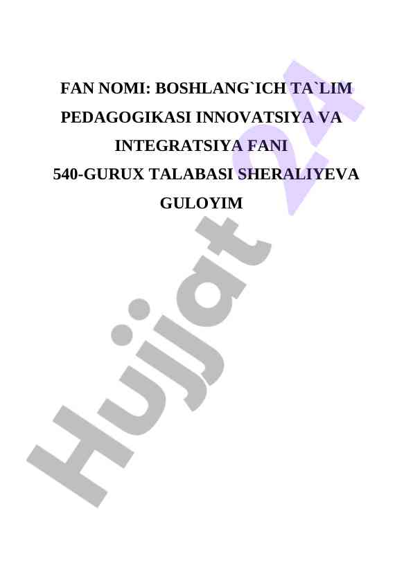 Boshlang'ich ta'limda integratsiya asoslari