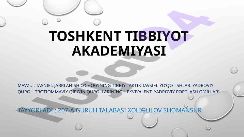 Yadroviy qurollar taqdimoti va zararlanish tahlili