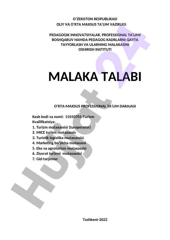 O‘rta-maxsus professional ta’lim darajasi ma'lumotlari