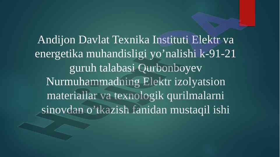 Transformator moyining elektr mustahkamligi sinovlari