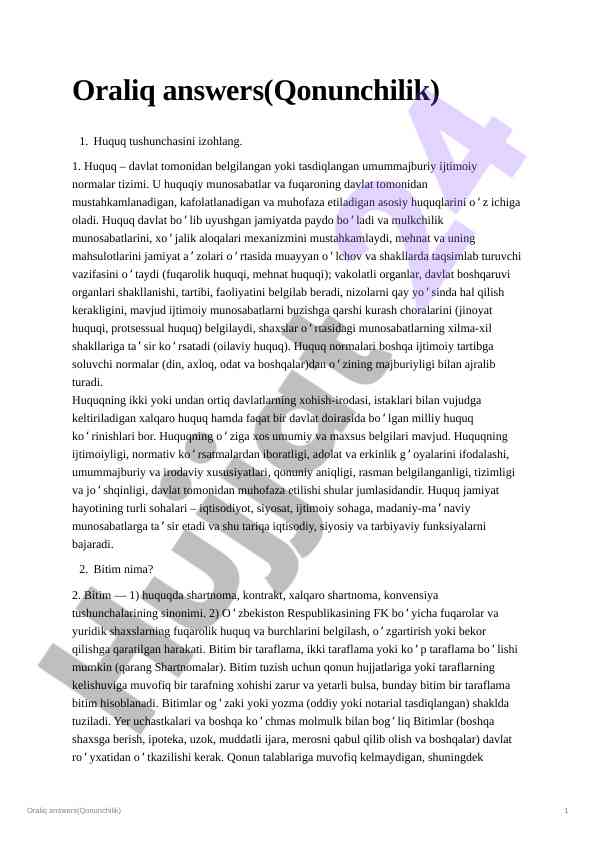 Huquq tushunchasi va uning tuzilishi