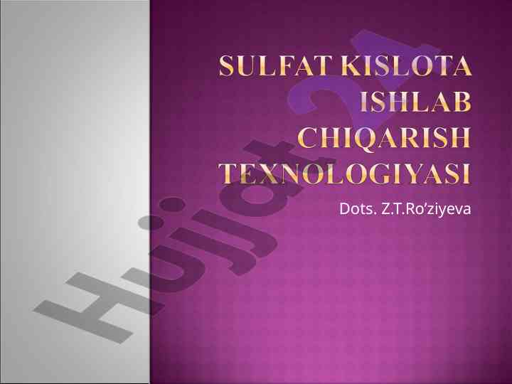 Sulfat kislota fizik-kimyoviy xususiyatlari