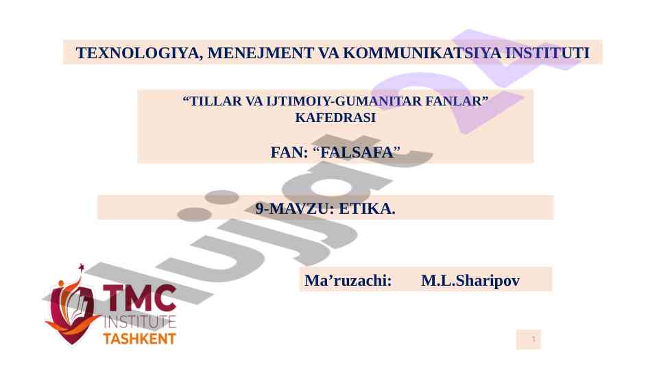 Etika fanining predmeti va vazifalari