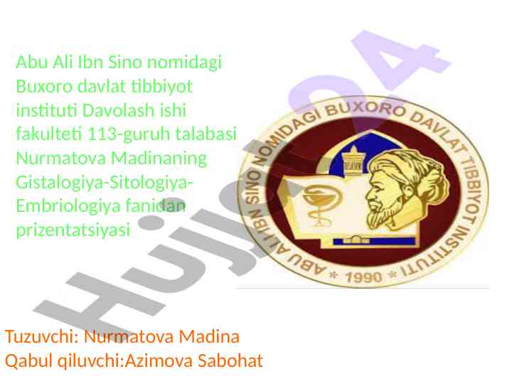 Gistalogiya-sitologiya-embriologiya fanidan prezantatsiya