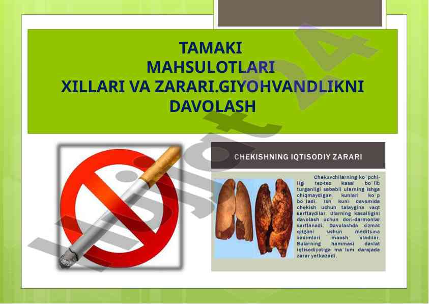 Tamaki mahsulotlari va giyohvandlikni davolash