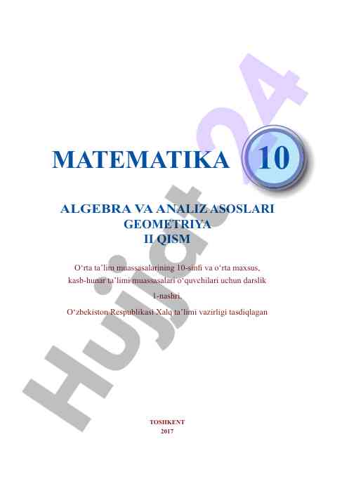 Algebra va analiz asoslari geometriya ii qism darslik