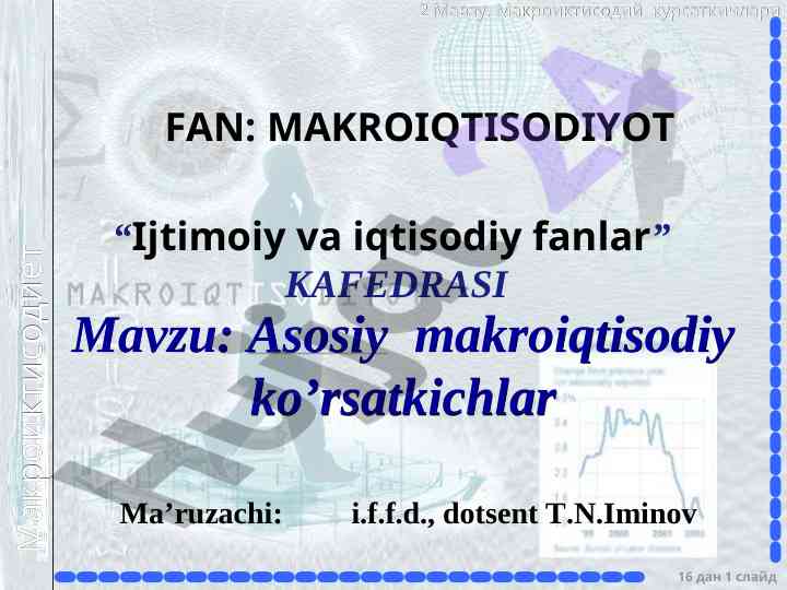Asosiy makroiqtisodiy ko‘rsatkichlar taqdimoti