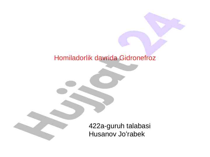 Homiladorlik davrida gidronefrozning olib kelishi