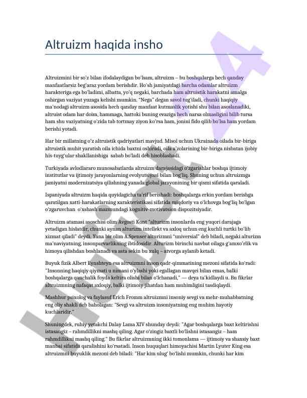 Altruizm va jamiyatdagi o'zgarishlar