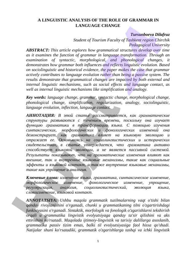 Grammatikaning til o'zgarishidagi roli