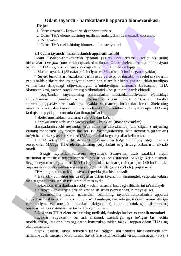Odam Tayanch-Harakatlanish Apparati Biomexanikasi