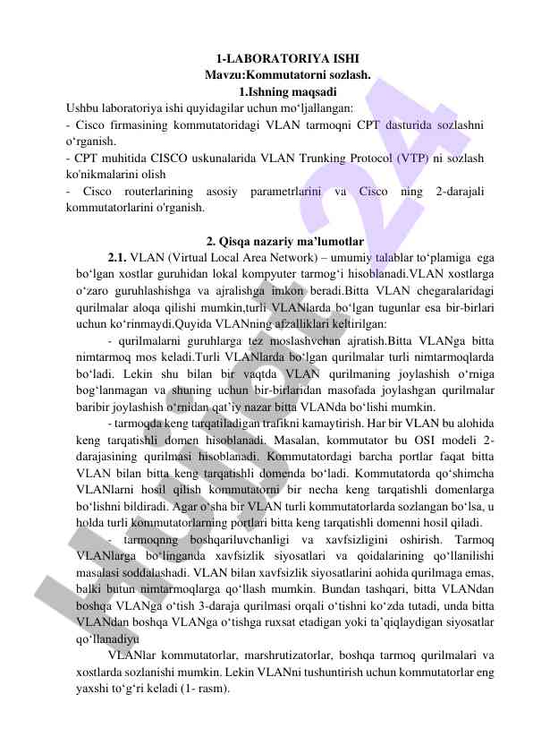 Kommutatorni sozlash laboratoriya ishining tavsifi