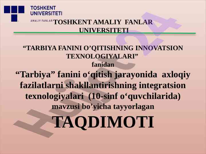 Innovatsion texnologiyalar bilan tarbiya fanini o'qitish