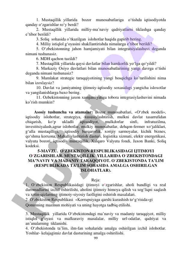 Iqtisodiy islohotlar va bozor munosabatlari