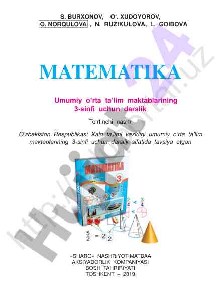 Matematika darsligi 3-sinf uchun umumiy o‘rta ta'lim
