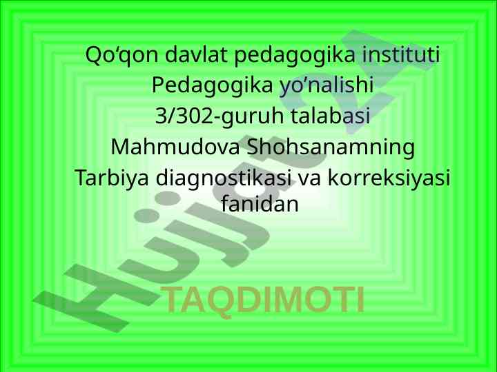 Tarbiya diagnostikasi va korreksiyasi taqdimoti