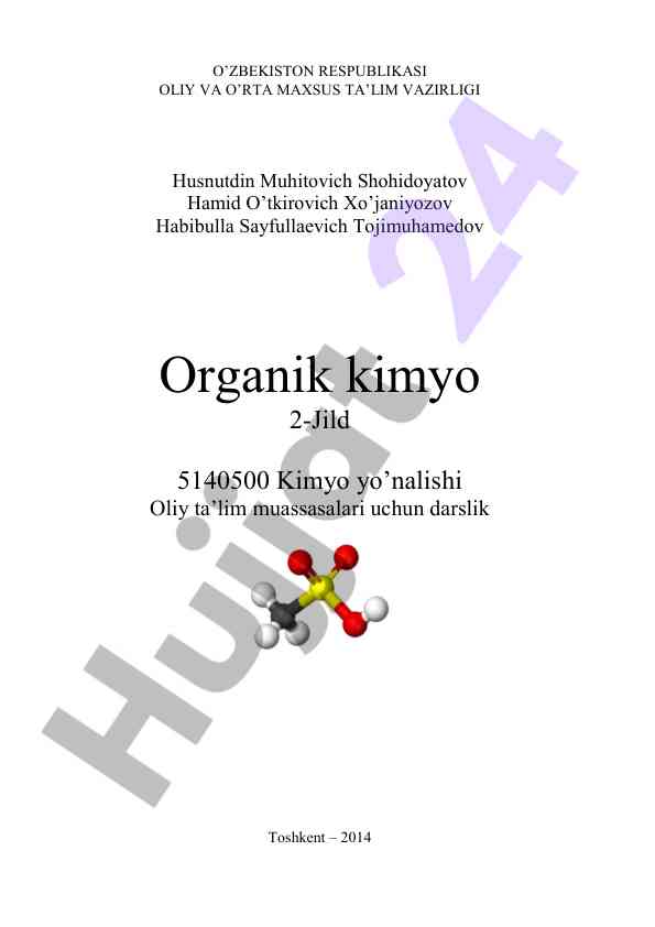O‘rganik kimyo darsligi talabalar uchun