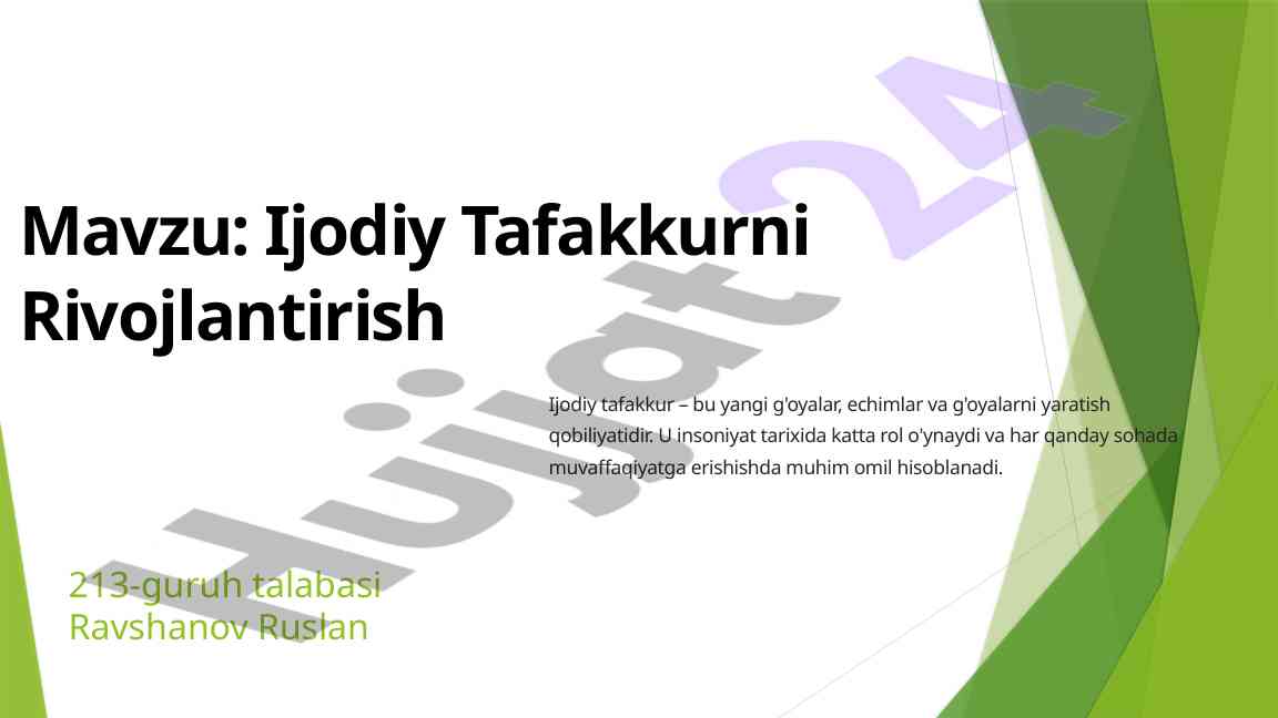Ijodiy tafakkurni rivojlantirish asosiy yunalishlari