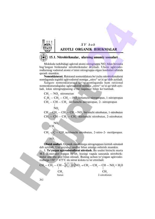 Nitrobirikmalar va ularning umumiy xossalari