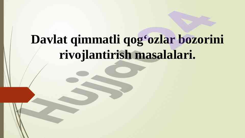 Davlat Qimmatli Qog'ozlar Bozorini Rivojlantirish