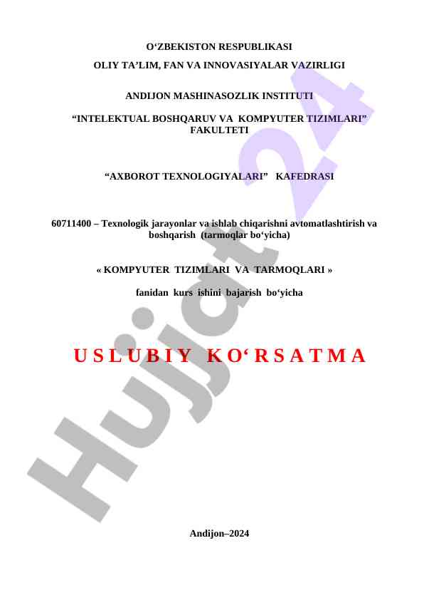 Axborot texnologiyalari fanidan kurs ishini tayyorlash